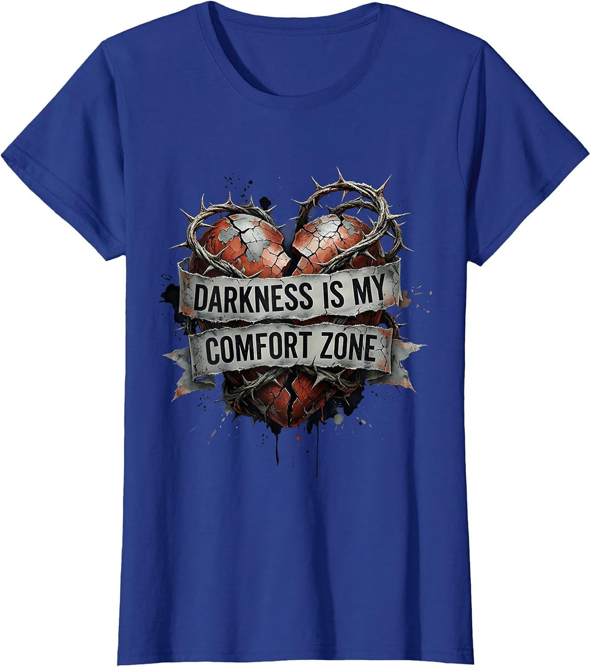 Women's Darkness Is My Comfort Zone Emo Design T-Shirt - Royal Blue