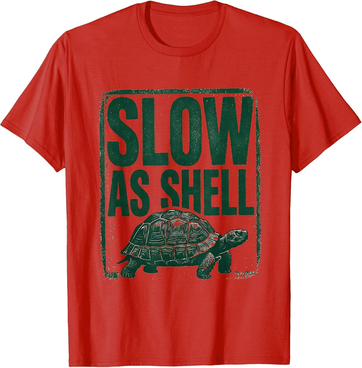 Men's Slow As Shell Rubber Stamp Turtle Lover Funny Tortoise Humor T-Shirt - Red