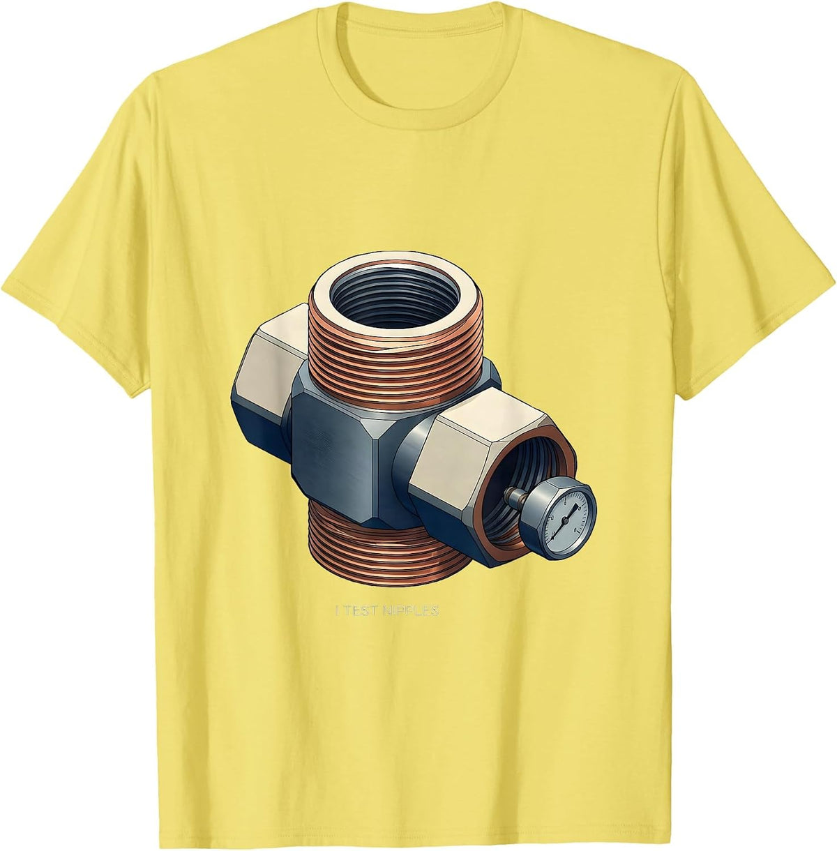Men's I Test Nipples Funny Plumber Pipefitter Steamfitter T-Shirt - Lemon Yellow