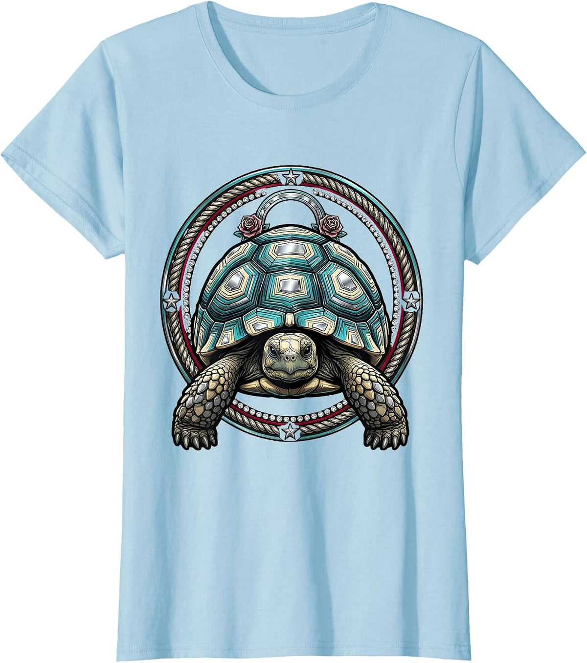 Women's Desert Tortoise Western Wildlife Illustration T-Shirt - Baby Blue