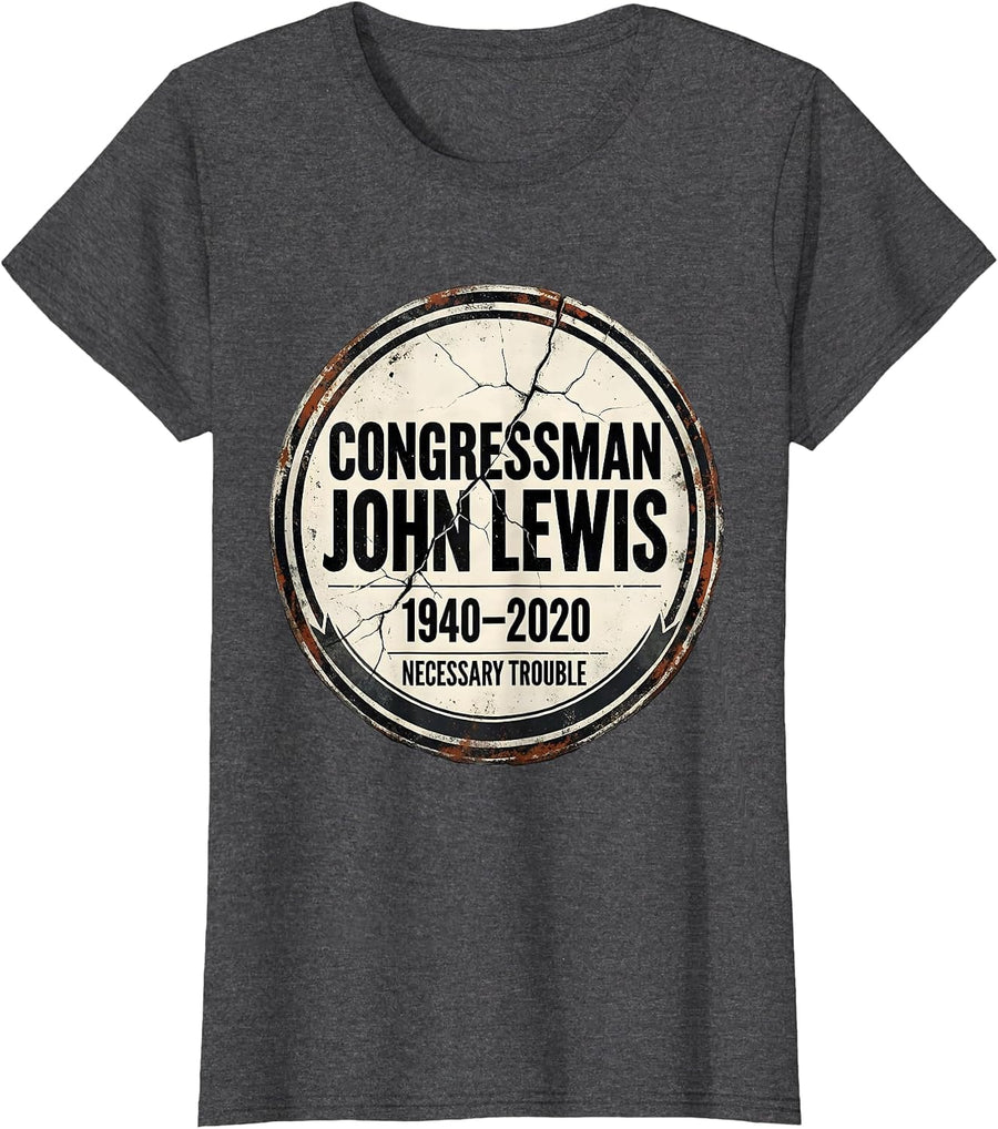 Women's Congressman John Lewis, 1940–2020 — Necessary Trouble T-Shirt - Dark Heather Grey