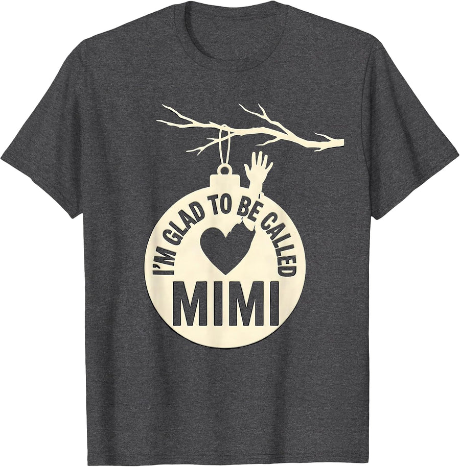 Men's I'm Glad To Be Called Mimi Grandma Silhouette Winter T-Shirt - Dark Heather Grey