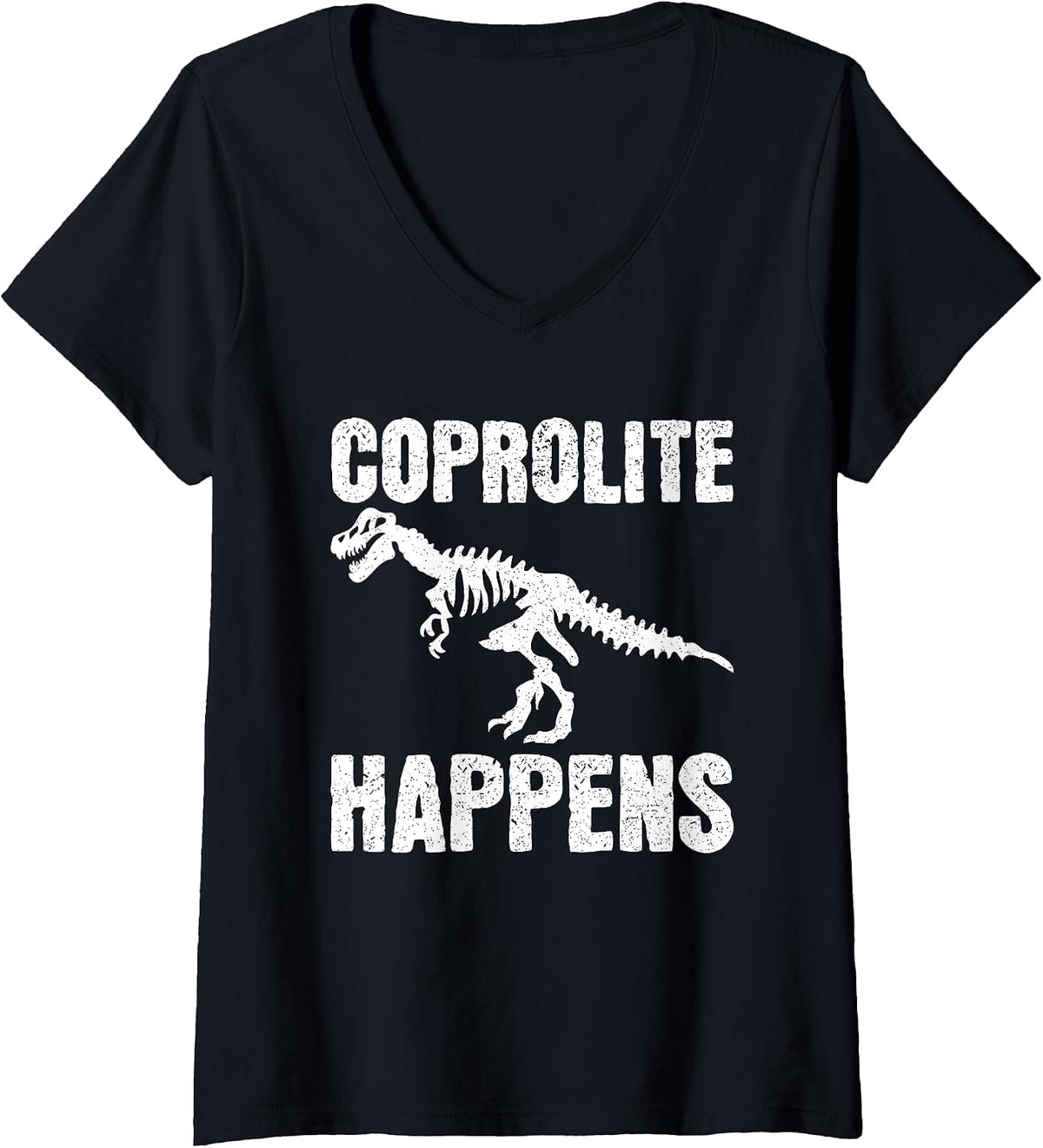 Women's Funny Corpolite Happens Fossil Hunter Paleontologist V-Neck T-Shirt - Black