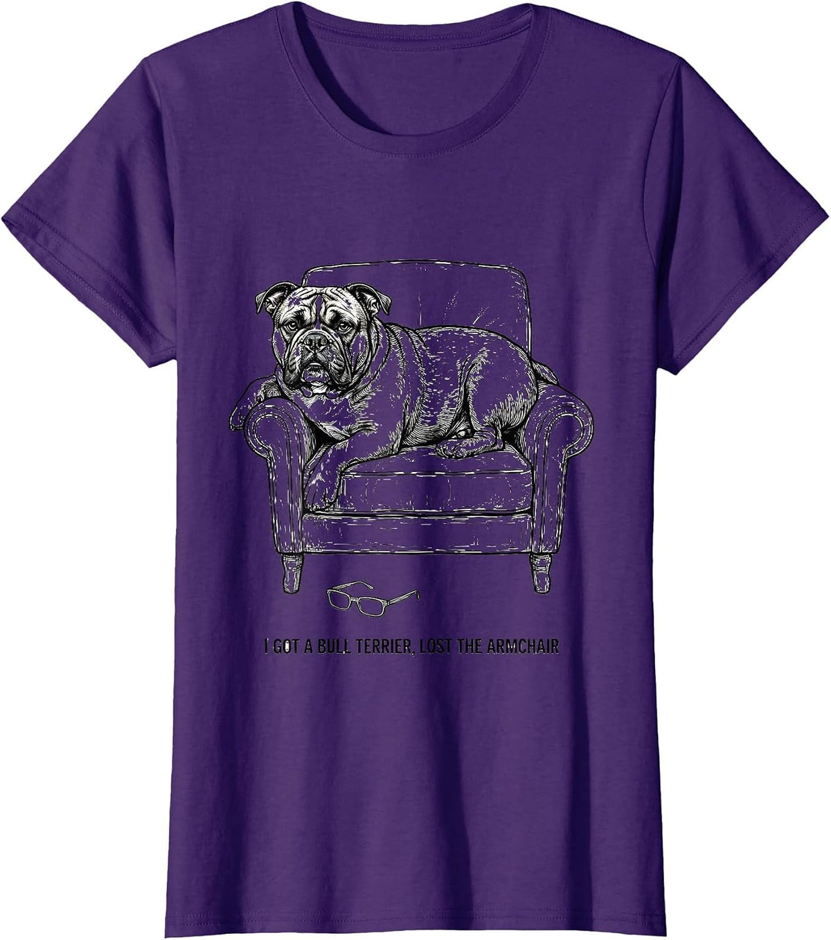 Women's I Got A Bull Terrier, Lost The Armchair Funny Dog Lover T-Shirt - Purple