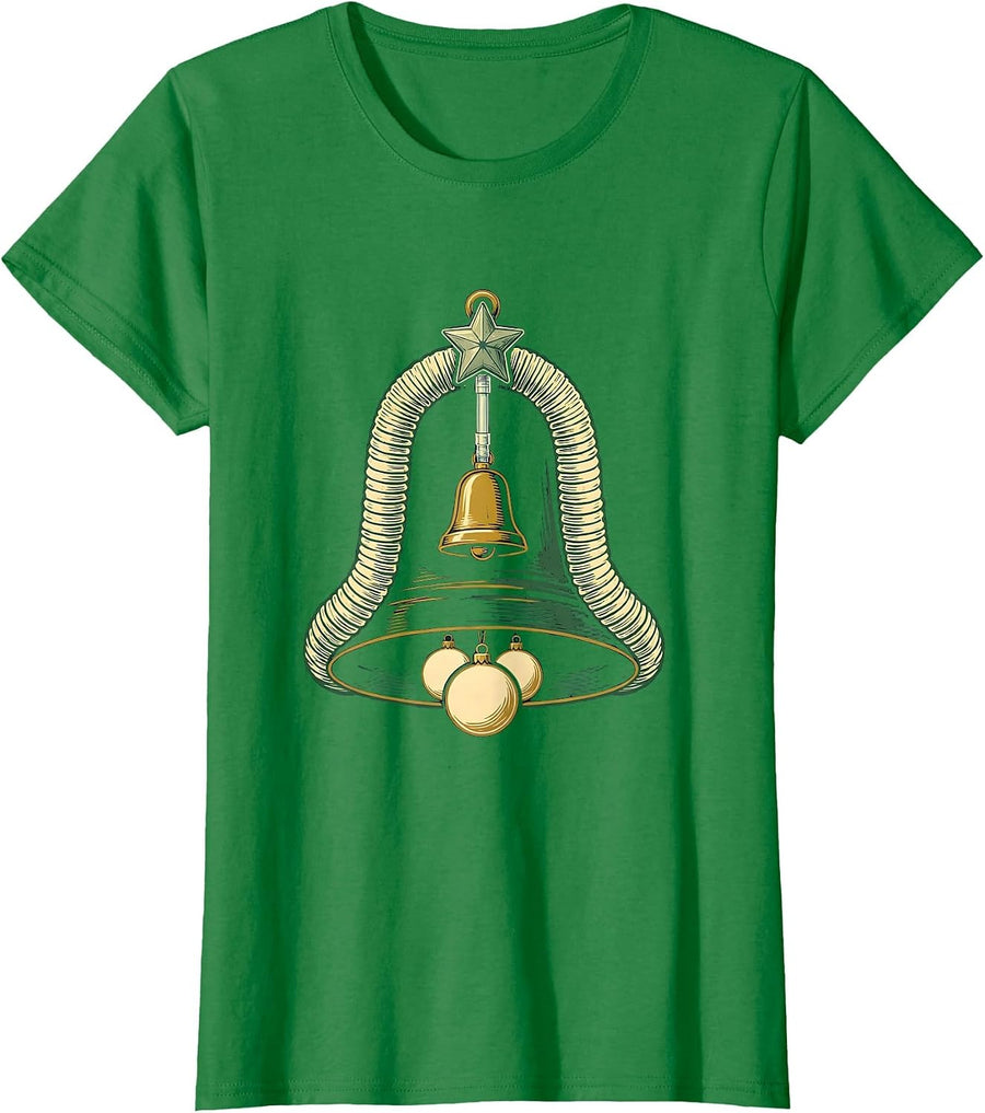 Women's Corrugated Ventilator Bell Respiratory Therapist Christmas T-Shirt - Kelly Green