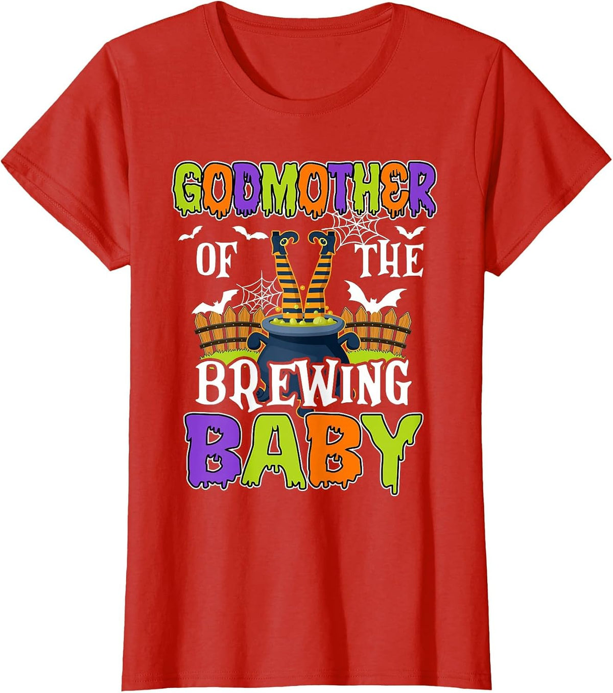 Godmother of The Brewing Baby Halloween Witch Baby Funny T-Shirt - Red