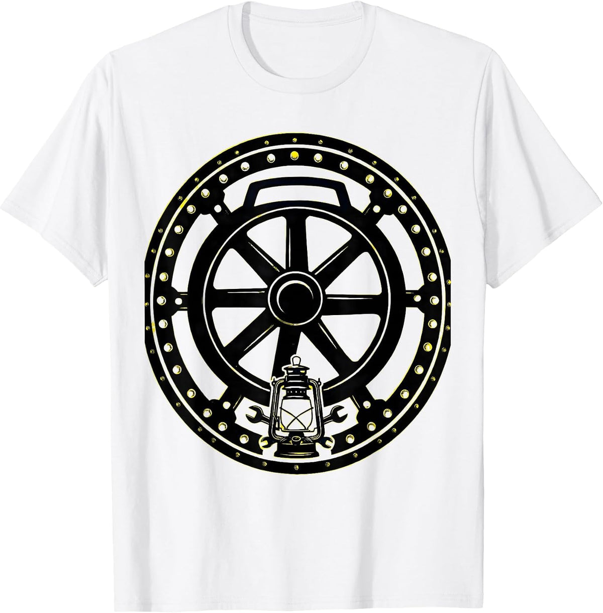 Men's Sealed Steam Locomotive Badge Train Enthusiast Vintage T-Shirt - White