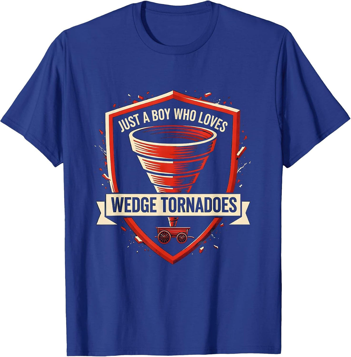 Men's Just A Boy Who Loves Wedge Tornadoes Funny Storm Chaser T-Shirt - Royal Blue
