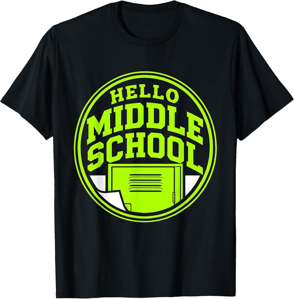 Men's Hello Middle School Cute Kids First Day of School Student T-Shirt - Black