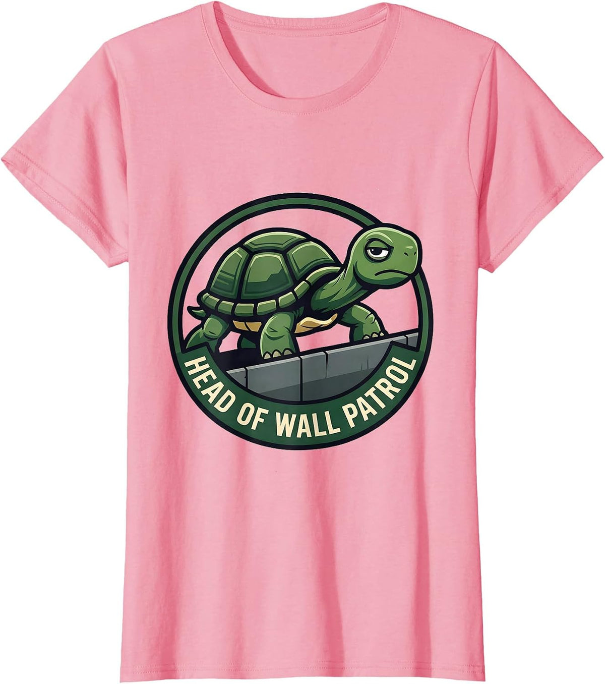 Women's Head Of Wall Patrol Funny Tortoise Pet Lover Humor T-Shirt - Pink
