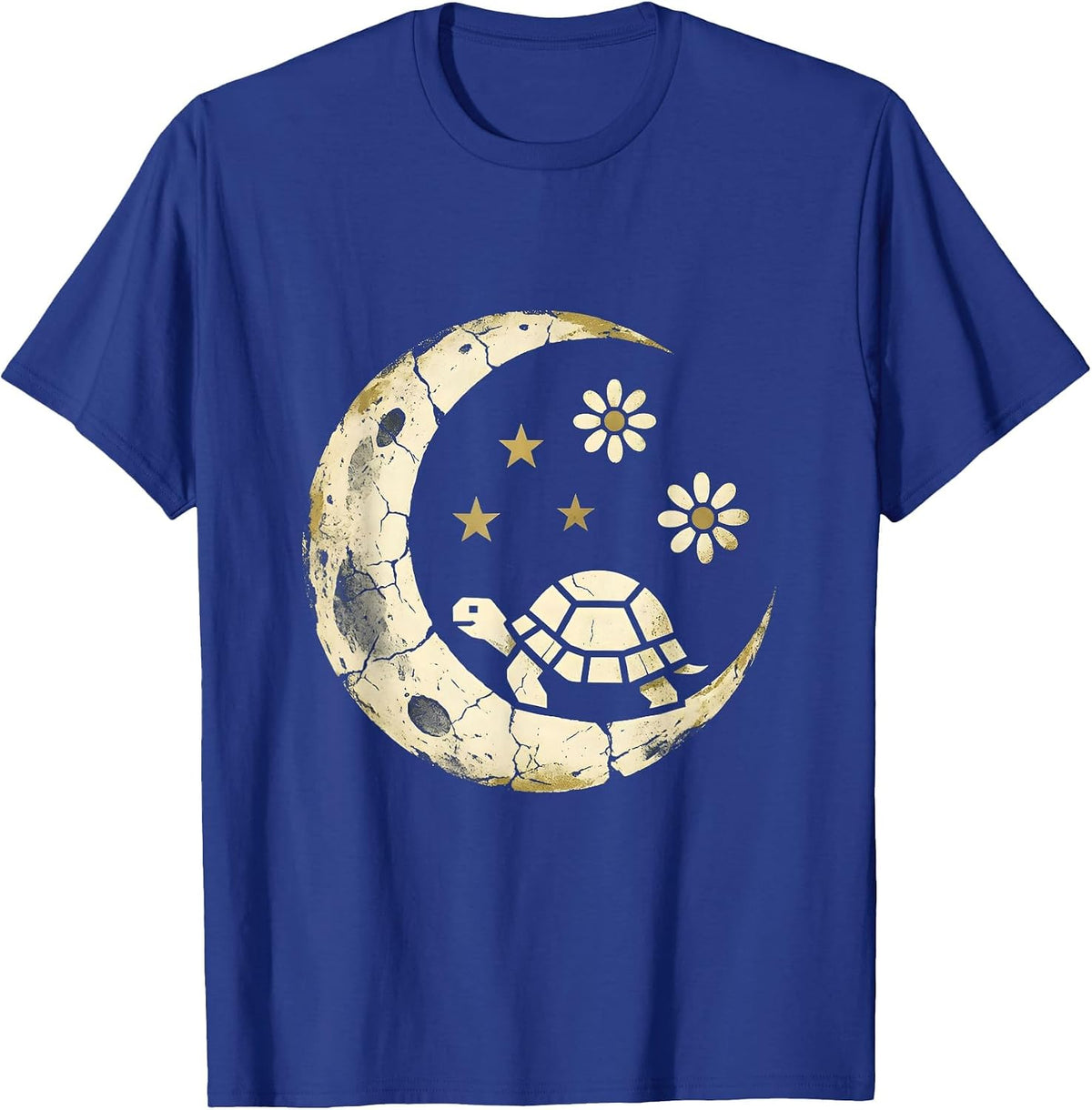 Men's Ancient Tortoise Starry Sky Be Still Illustration T-Shirt - Royal Blue