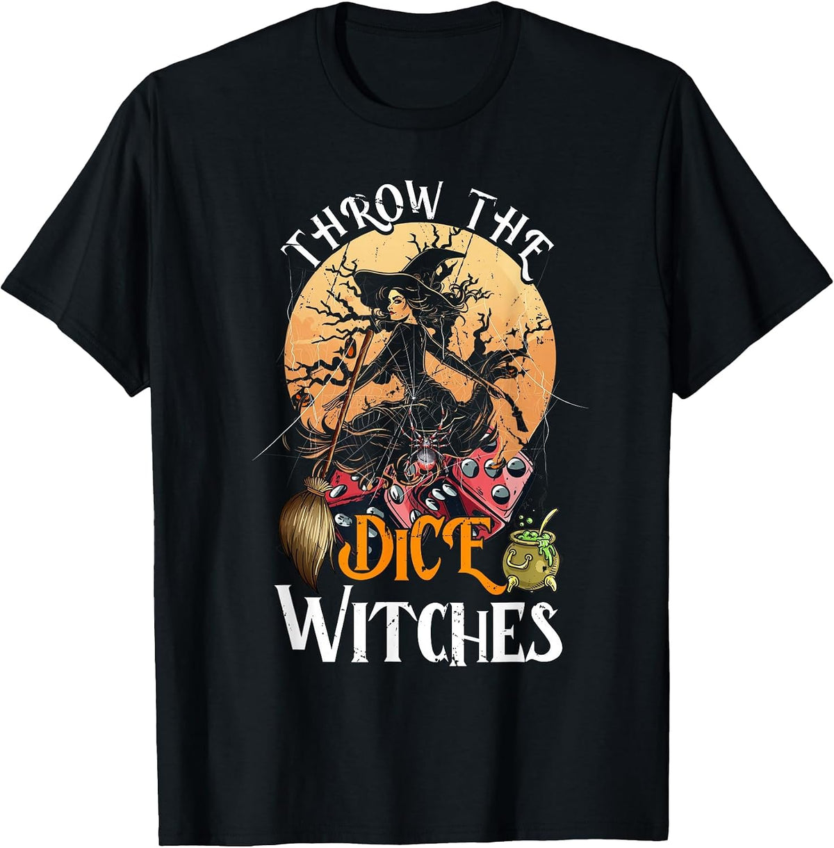 Bunco Throw the Dice Witches Bunco Game Lover Halloween T-Shirt - Black