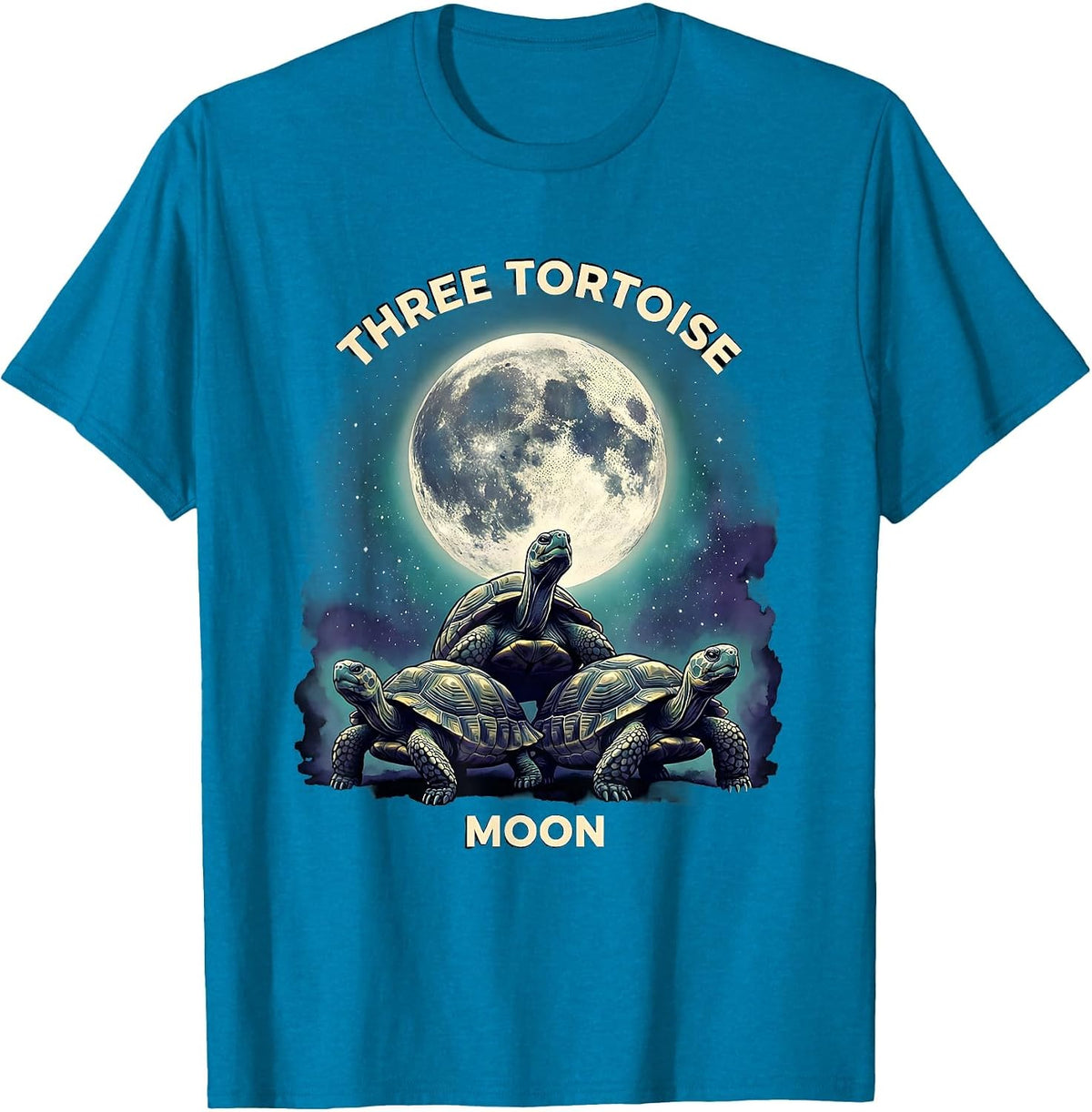 Three Tortoise Moon Funny Tortoise Lover Animal Meme Parody T-Shirt - Sapphire Blue