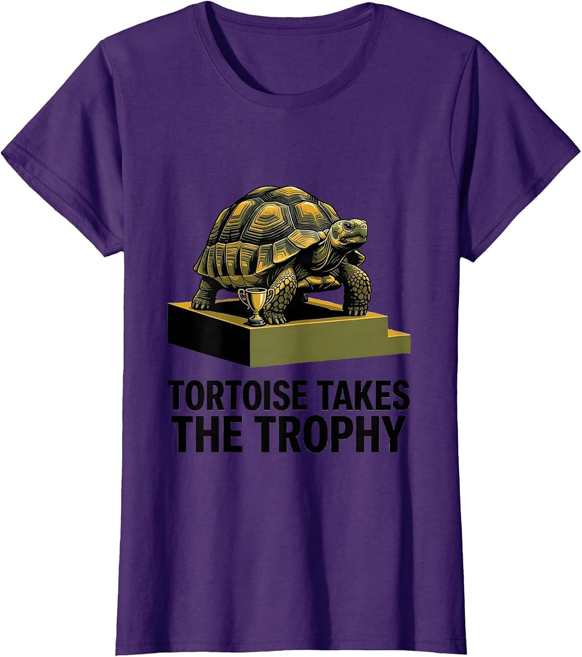 Women's Tortoise Takes The Trophy Funny Turtle Lover Reptile Humor T-Shirt - Purple