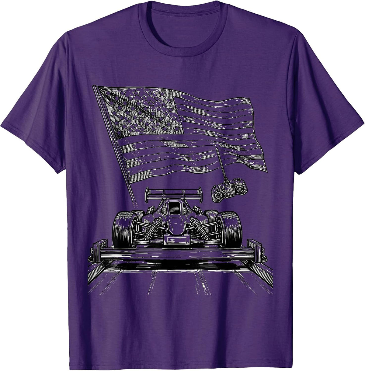 Men's RC Drag Buggy Patriotic Racing Fan Gift T-Shirt - Purple