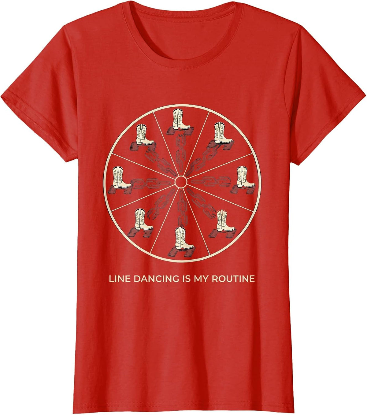 Line Dancing Is My Routine Funny Dancer Gift For Classmates T-Shirt - Red