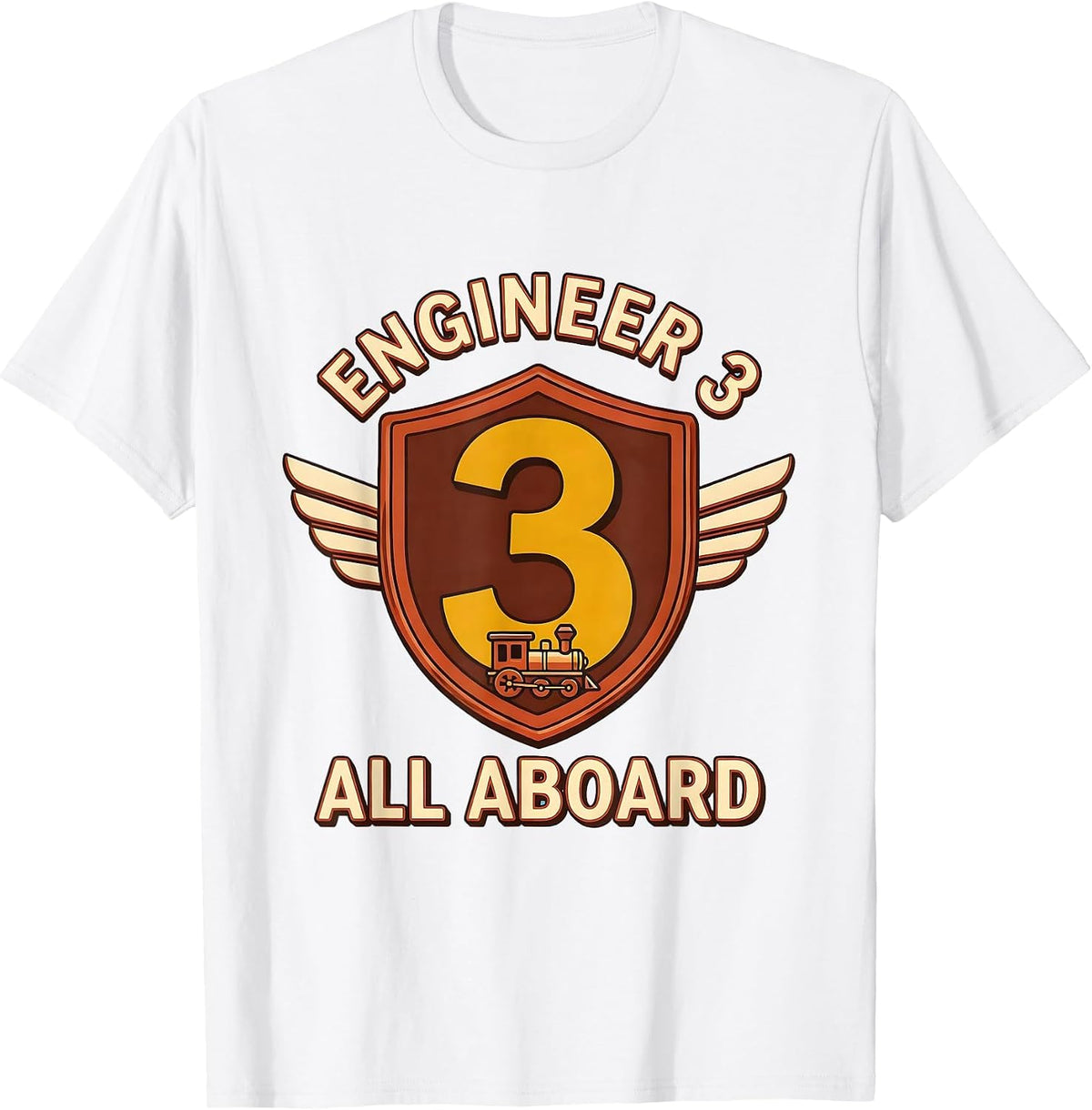 Men's Engineer 3 All Aboard Airplane Vehicles Birthday Boy T-Shirt - White
