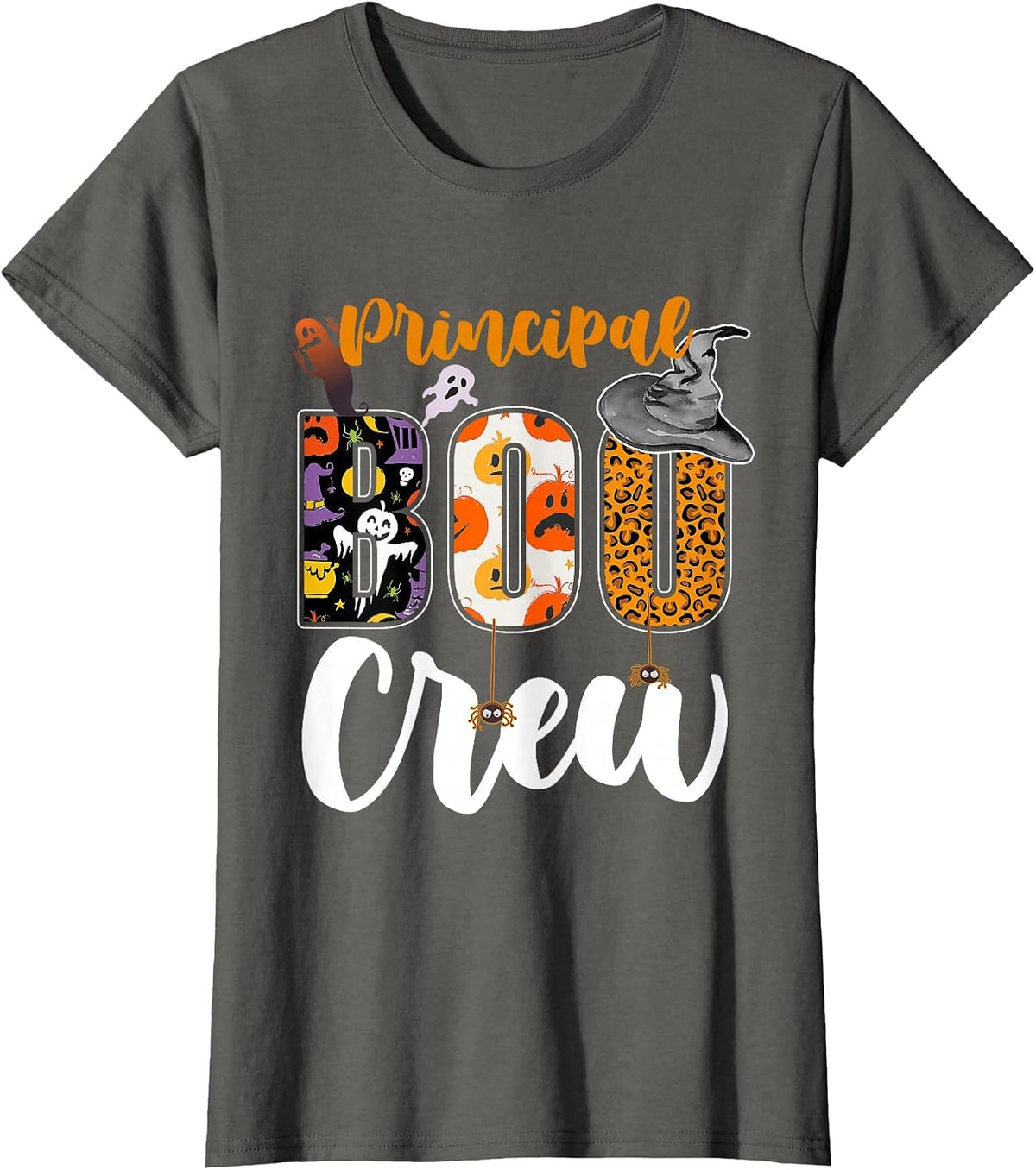 Principal Boo Crew Ghost Halloween Teachers School Matching T-Shirt - Asphalt Grey