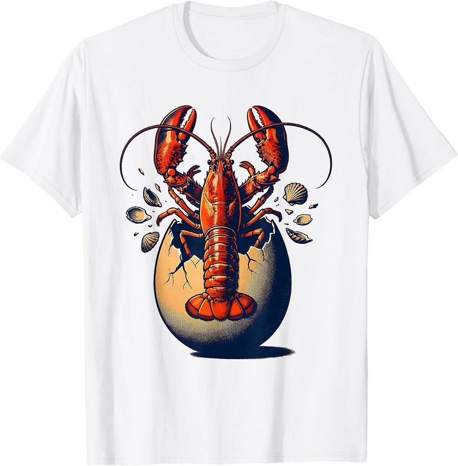 Men's Lobster Hatching From Barnacle-Covered Egg T-Shirt - White