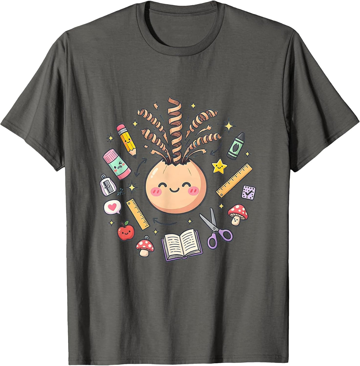 Men's Kindergarten Teacher Pencil Sharpener Art T-Shirt - Asphalt Grey