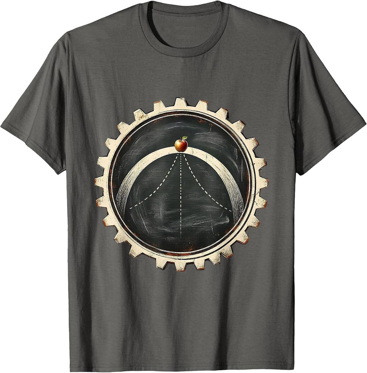 Newton's Apple Parabola Math Teacher Gift T-Shirt - Asphalt Grey