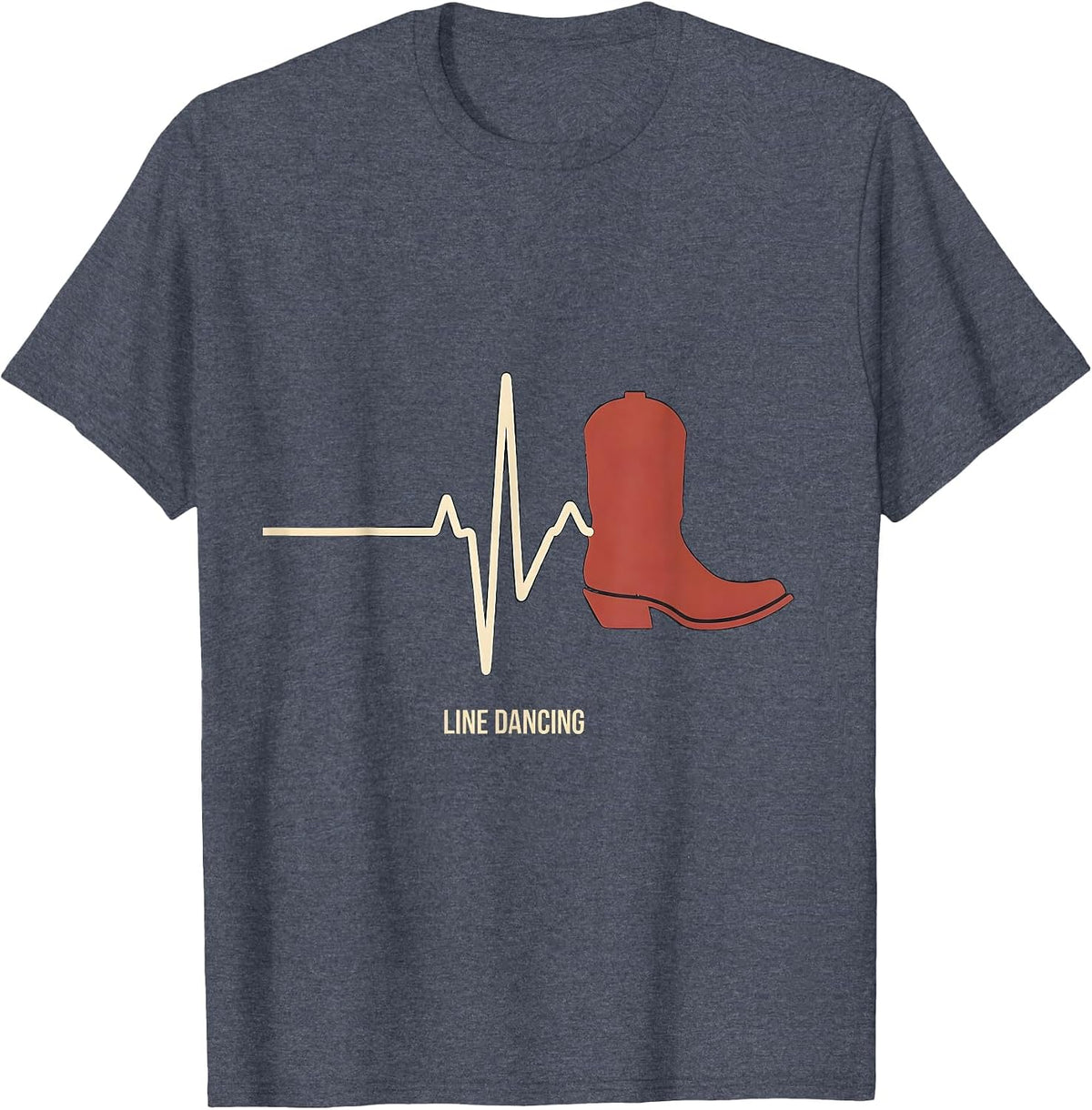 Line Dancing Heartbeat EKG Pulse Line Dancer T-Shirt - Heather Blue