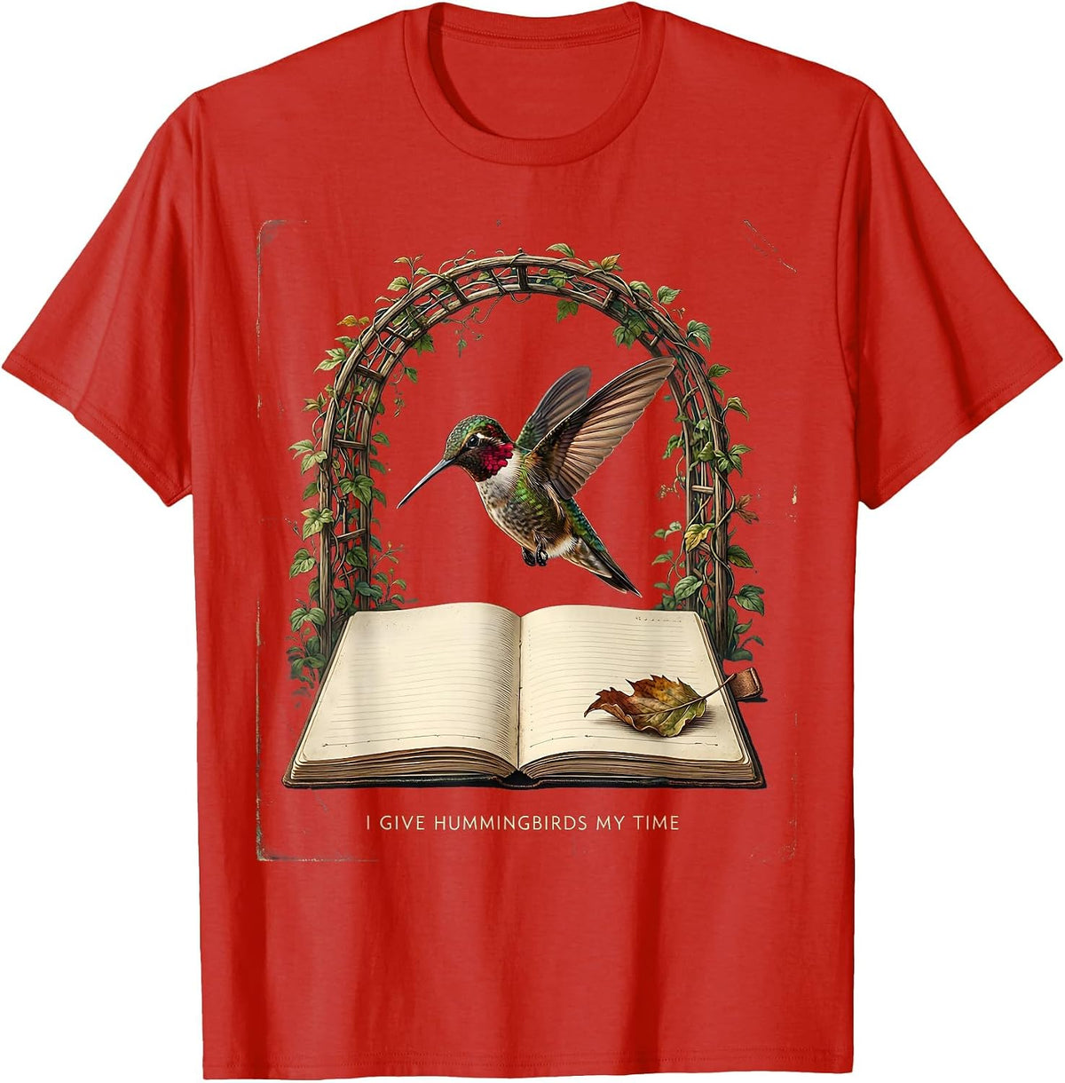 Men's I Give Hummingbirds My Time Vintage Bird Lover Hummingbird T-Shirt - Red