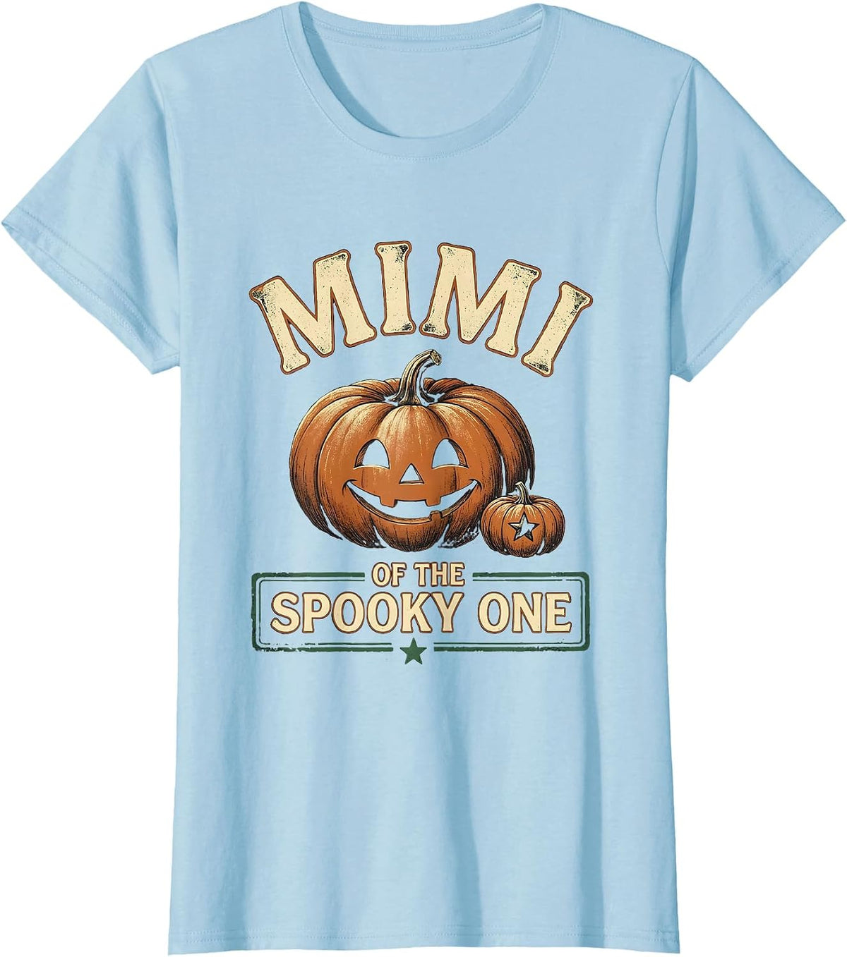 Women's MIMI OF THE SPOOKY ONE Vintage Halloween Family Role Gift T-Shirt - Baby Blue