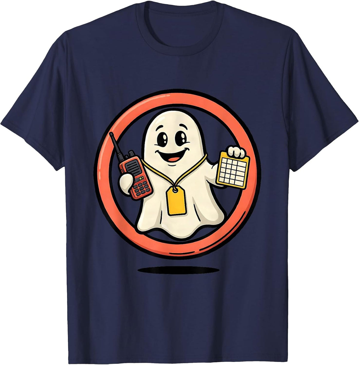 Men's Cheerful Ghost Para Paraprofessional Support Staff Humor T-Shirt - Navy Blue