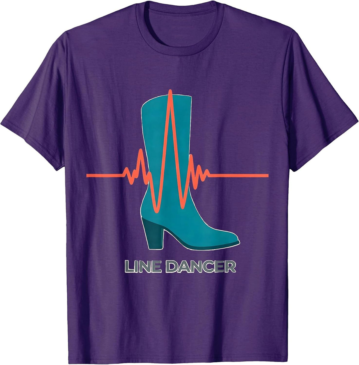 Men's Line Dancer Heartbeat EKG Pulse Line Dancing Hobby Pride T-Shirt - Purple