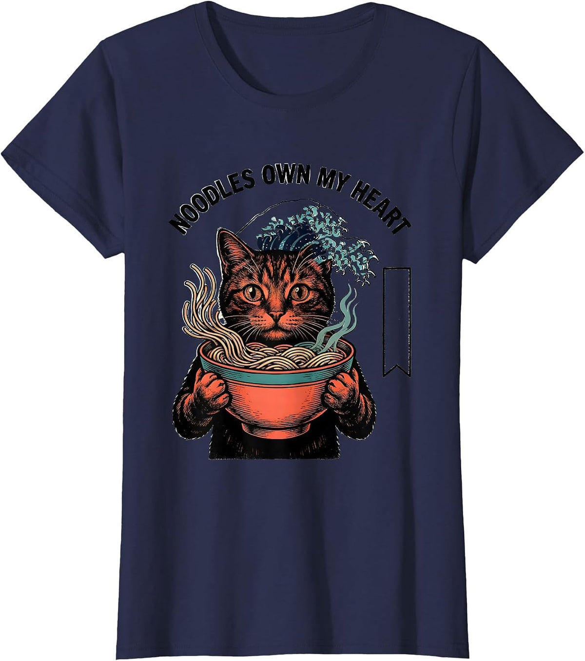 Women's Noodles Own My Heart Funny Kawaii Cat Anime Ramen Gift T-Shirt - Navy Blue