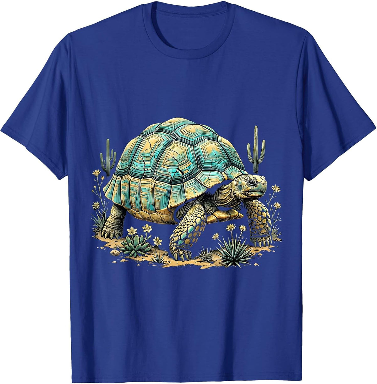 Men's Desert Tortoise Turquoise Shell Western Design T-Shirt - Royal Blue