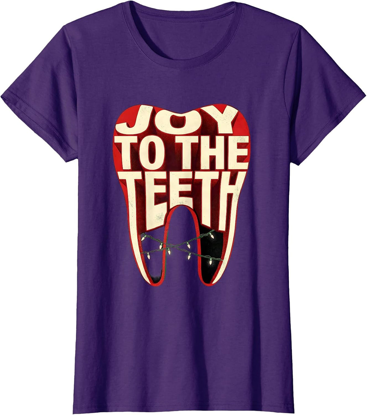 Women's Joy to the Teeth Funny Dentist Dental Team Christmas T-Shirt - Purple
