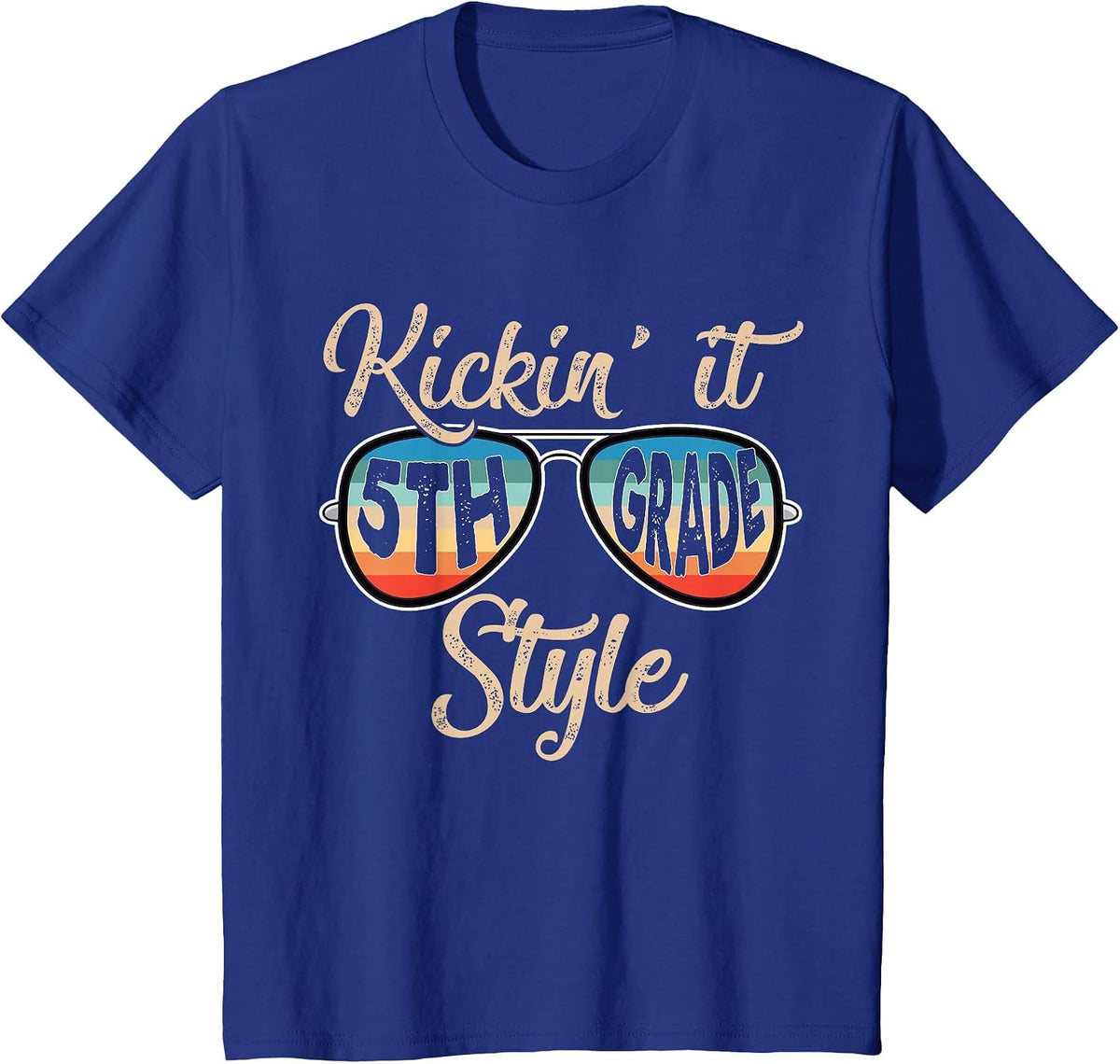 P41l Retro Kickin It 5th Grade Style Teacher Back to School T-Shirt - Royal Blue