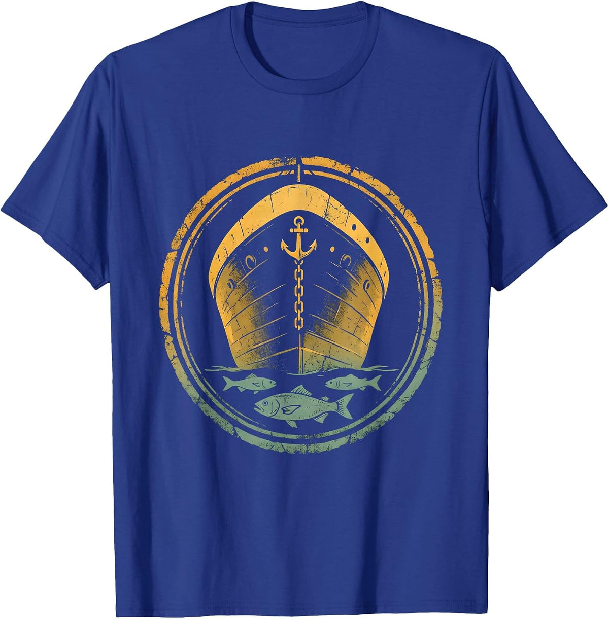 Underwater Ship Hull Ocean Cruise Graphic T-Shirt - Royal Blue