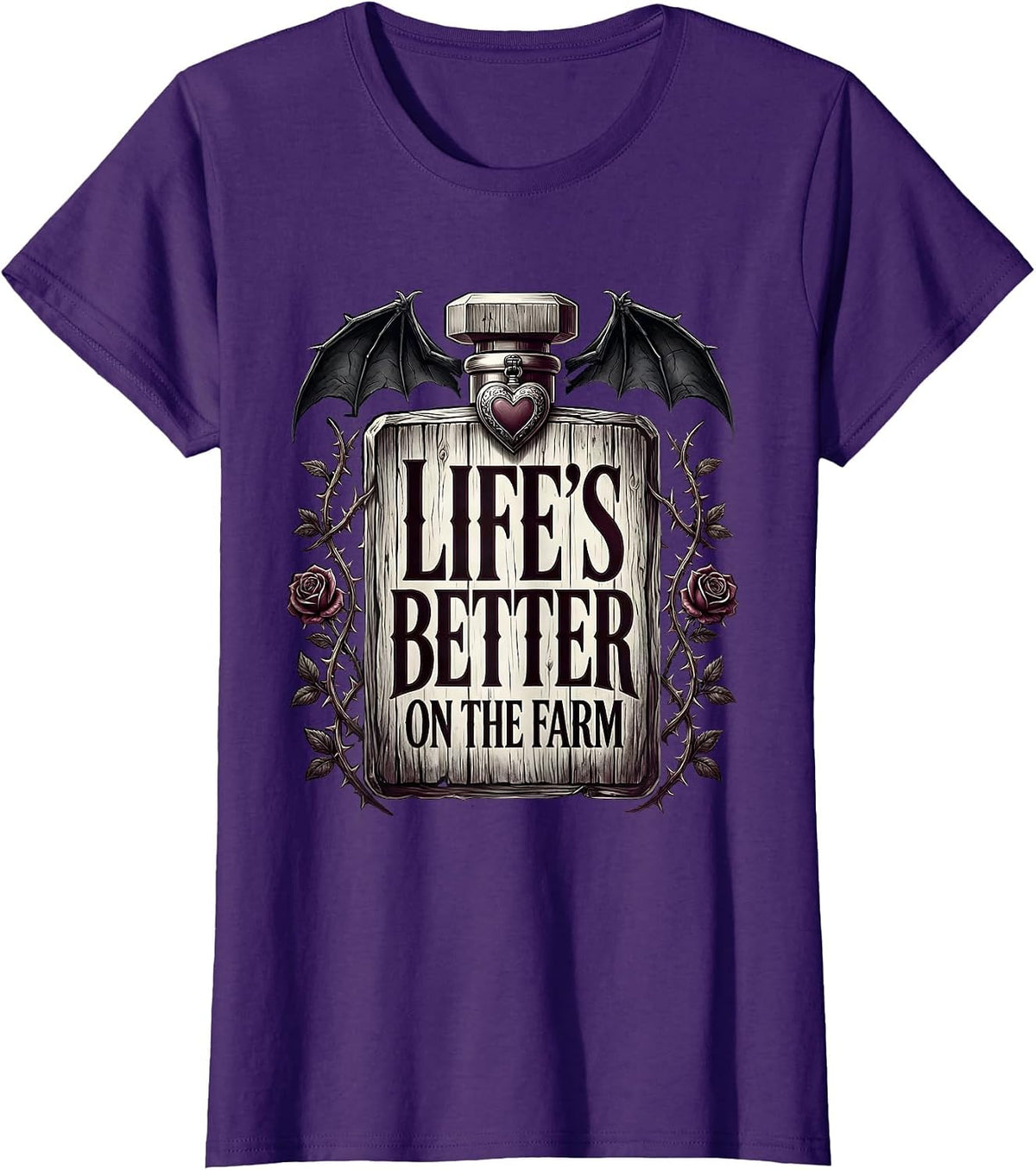 Women's Life's Better On The Farm Country Living Design T-Shirt - Purple