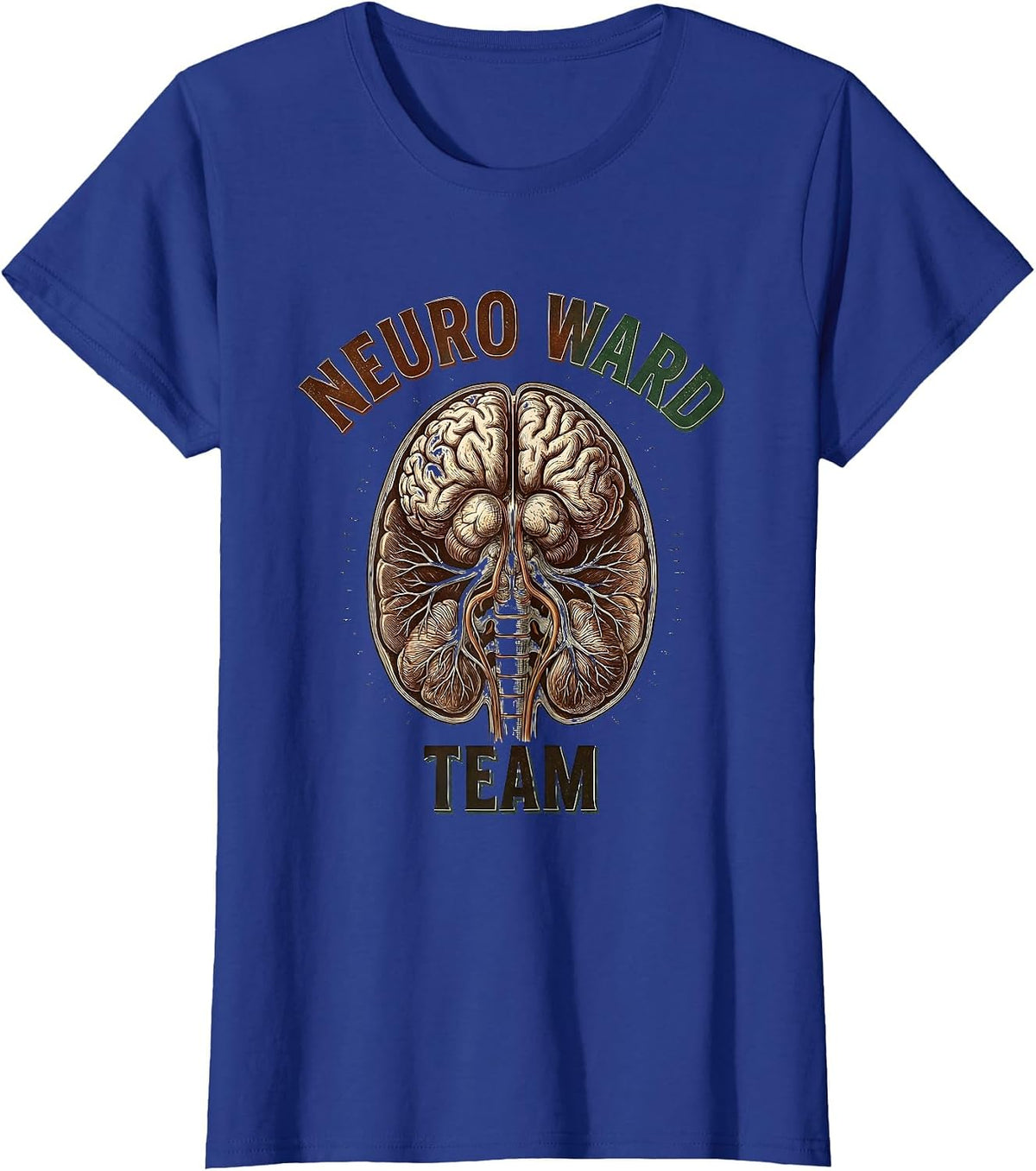 Women's Neuro Ward Team Vintage Human Anatomy Brain Science Student T-Shirt - Royal Blue