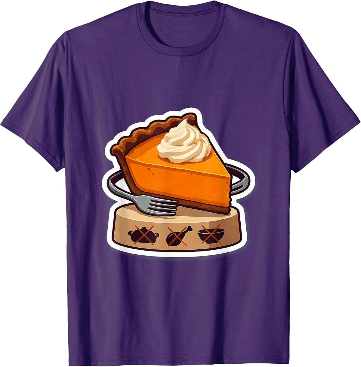 Men's Oversized Pumpkin Pie Wedge Funny Thanksgiving Humor T-Shirt - Purple