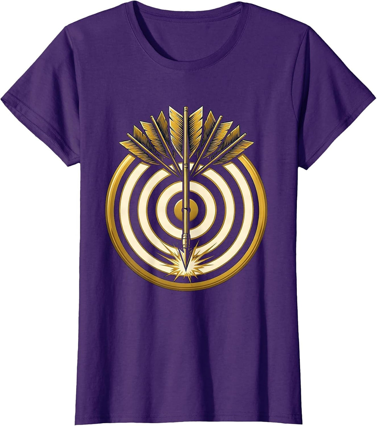 Women's Seven-Feathered Arrow Bullseye Archery Graphic T-Shirt - Purple