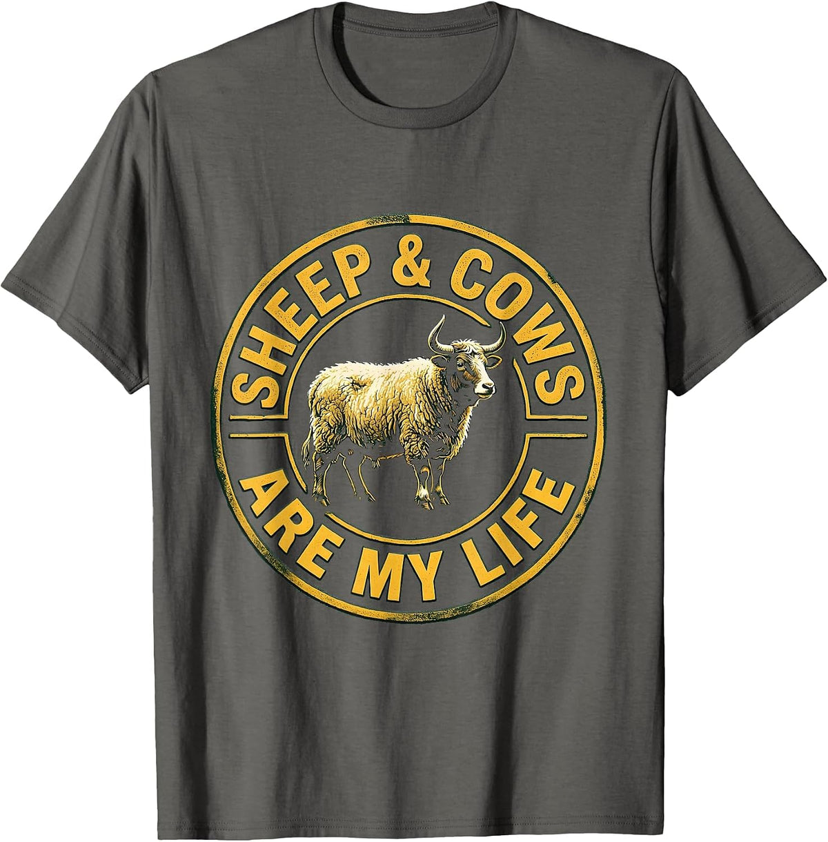 Men's Sheep & Cows Are My Life Funny Farm Animal Farmer Humor T-Shirt - Asphalt Grey