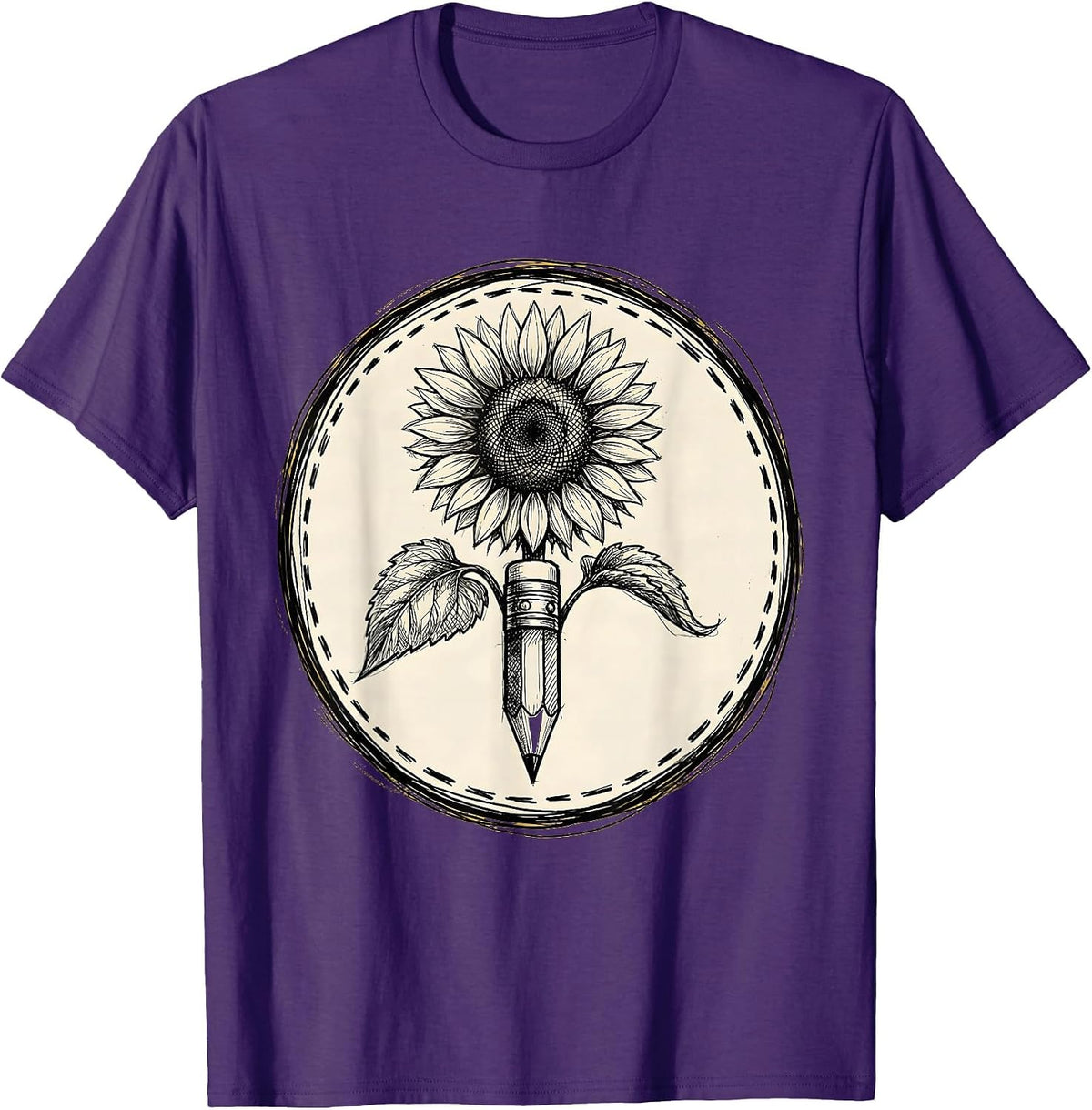 Special Education Teacher Sunflower Pencil Art T-Shirt - Purple