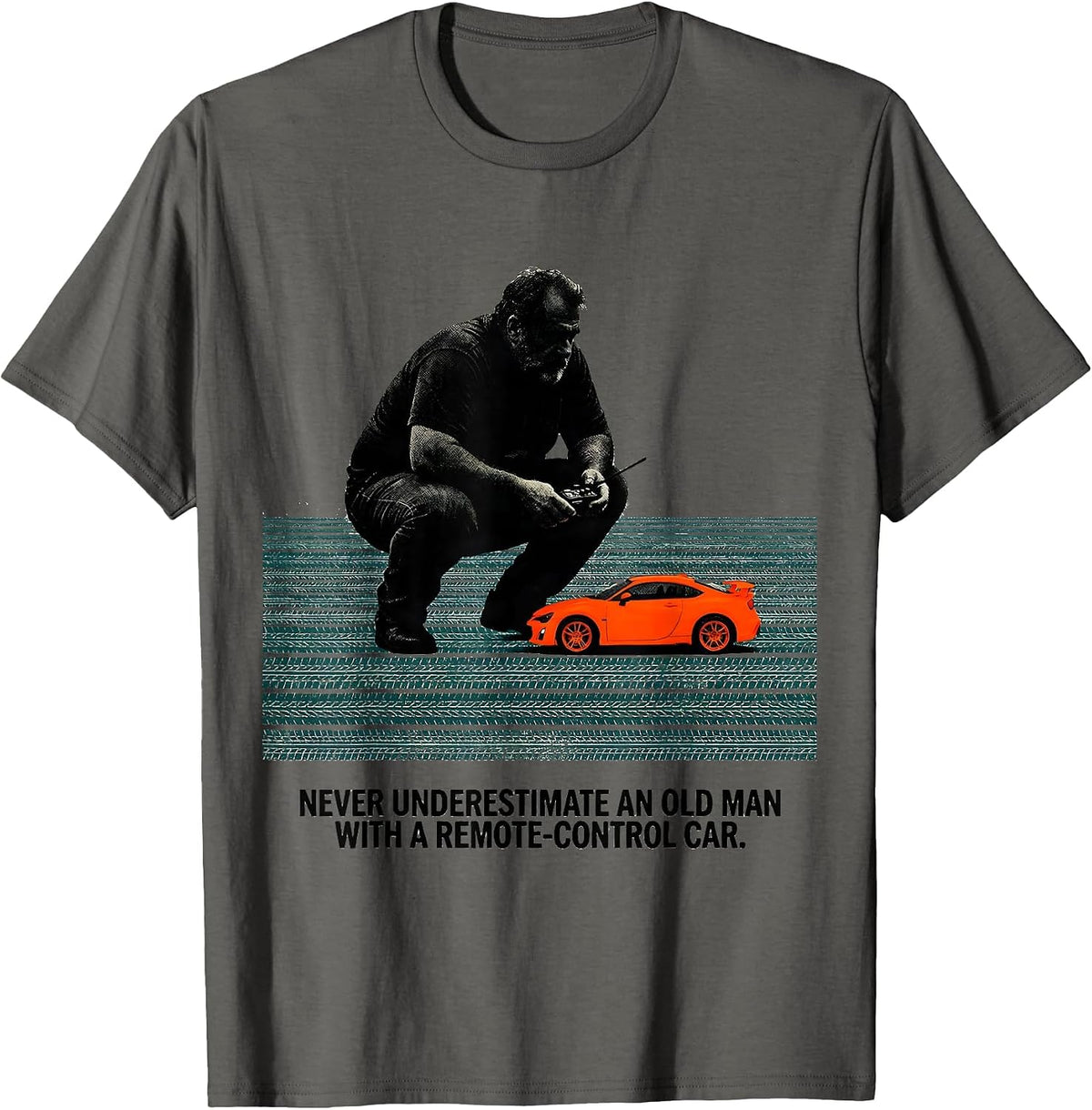 Men's Never Underestimate An Old Man With A Remote-Control Car T-Shirt - Asphalt Grey