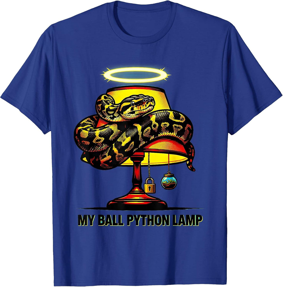 Men's My Ball Python Lamp Pop Art Reptile Owner Snake Humor T-Shirt - Royal Blue