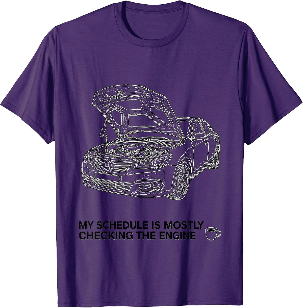 My Schedule Is Mostly Checking The Engine Funny Car Guy T-Shirt - Purple