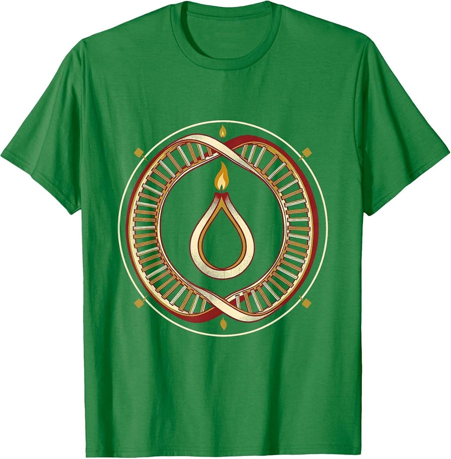 Men's DNA Helix Candleholder Science Teacher Christmas Humor T-Shirt - Kelly Green