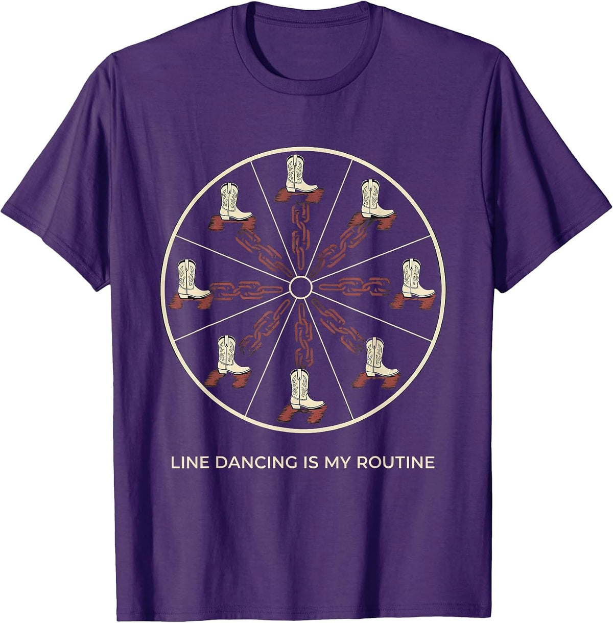Line Dancing Is My Routine Funny Dancer Gift For Classmates T-Shirt - Purple
