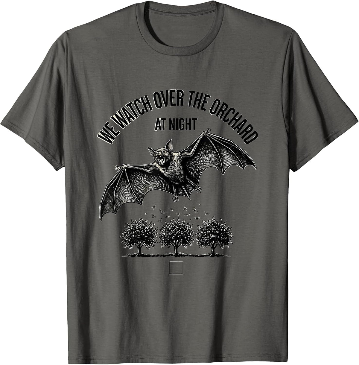 Men's We Watch Over The Orchard At Night Bat Lover Wildlife T-Shirt - Asphalt Grey