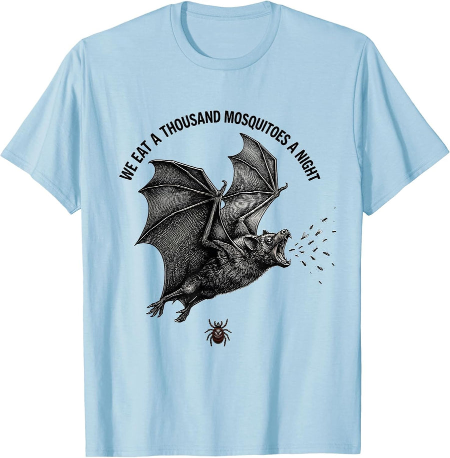 Men's We Eat A Thousand Mosquitoes A Night Funny Bat Lover T-Shirt - Baby Blue