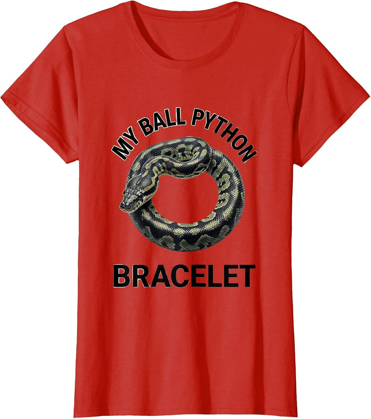 Women's My Ball Python Bracelet Minimalist Reptile Lover Gift T-Shirt - Red