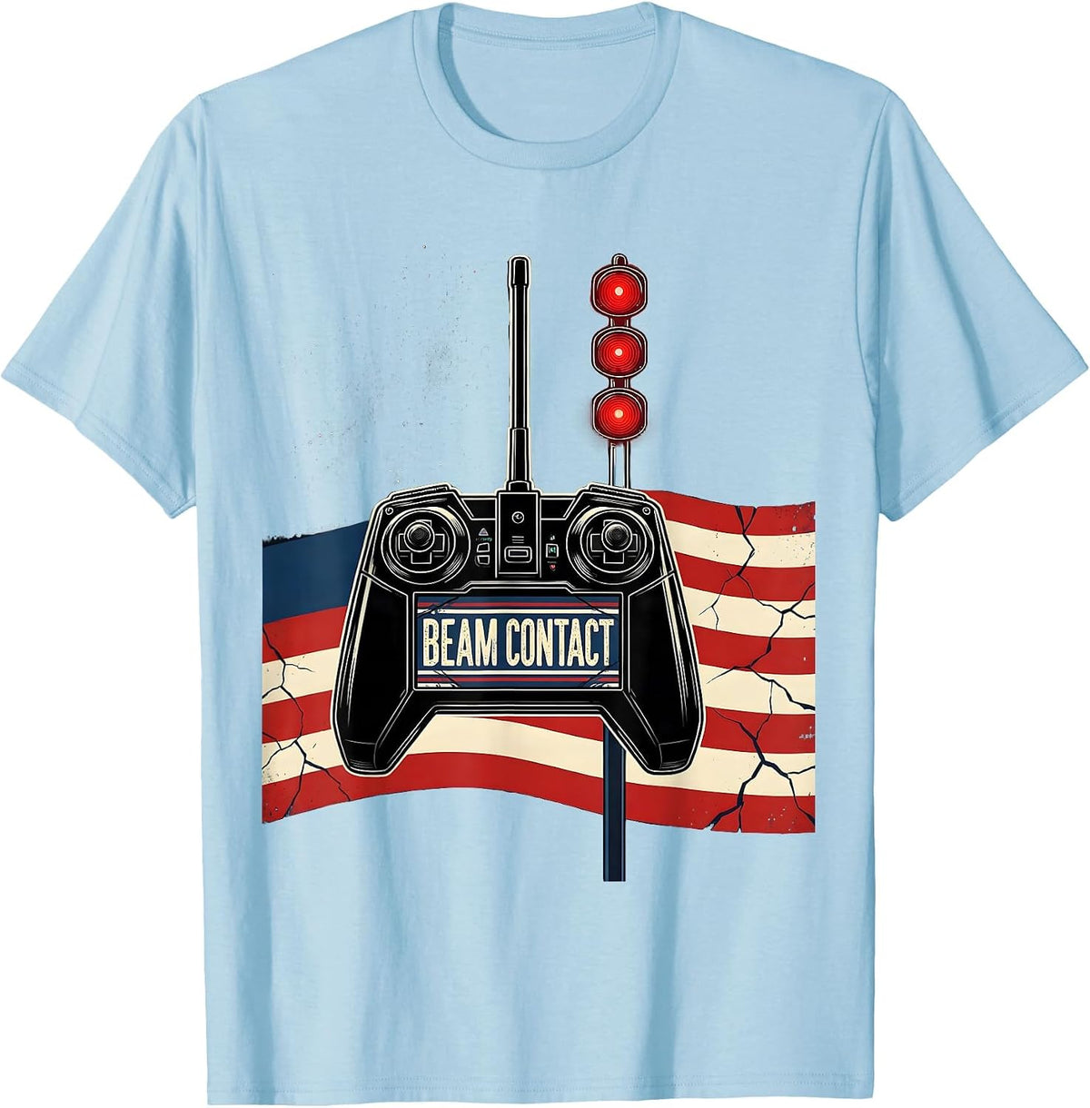 Men's Beam Contact Patriotic RC Racing American Flag Hobbyist Gift T-Shirt - Baby Blue